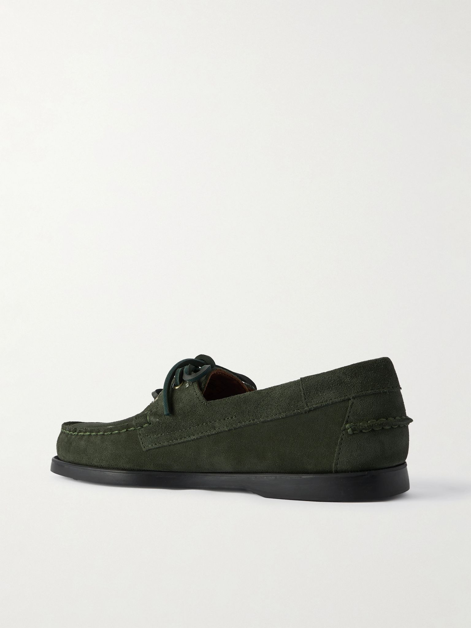 Docksides Portland Leather-Trimmed Suede Boat Shoes Green - 4