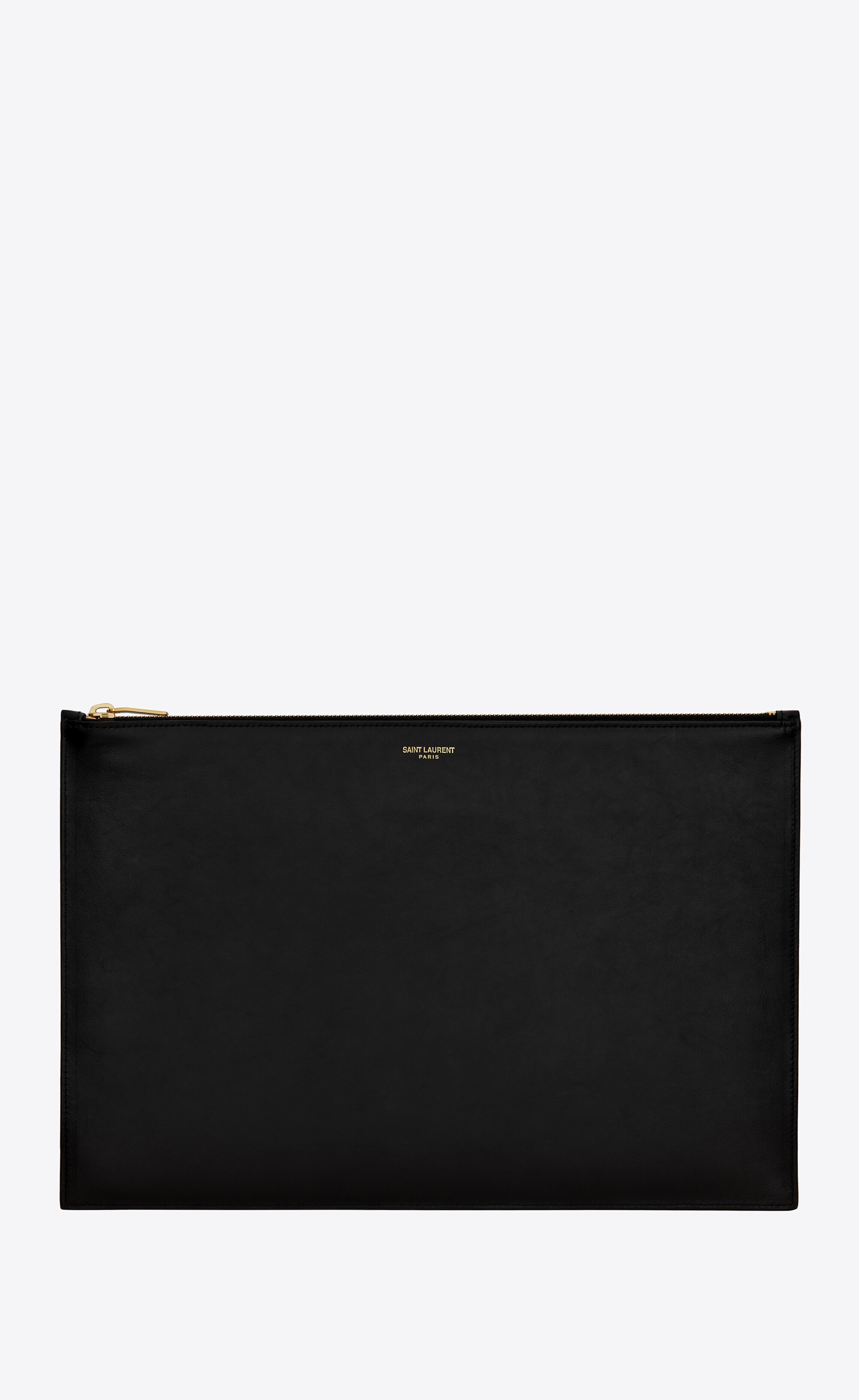 saint laurent xl flat pouch in shiny leather - 1