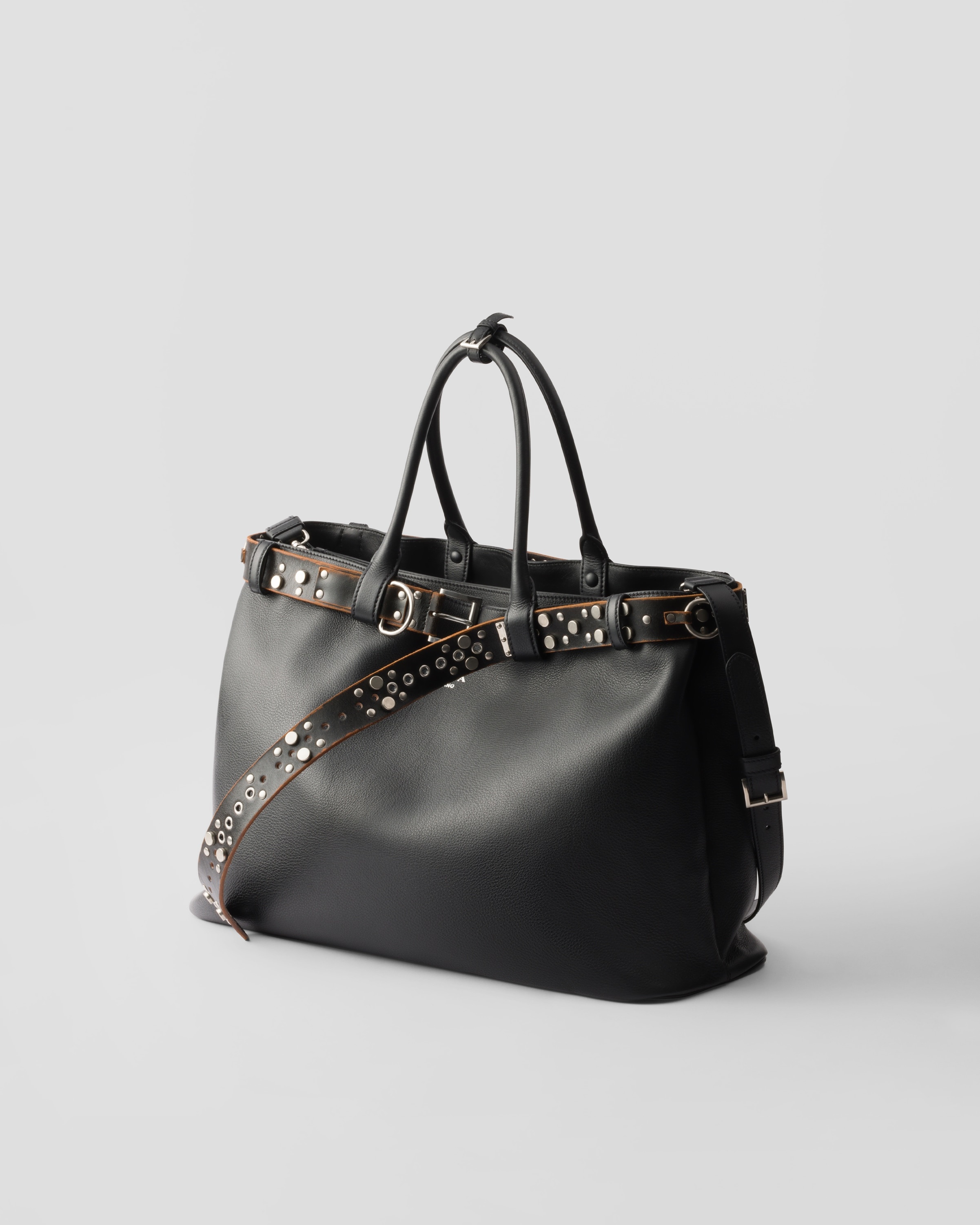 Prada Buckle leather bag with studded belt - 3