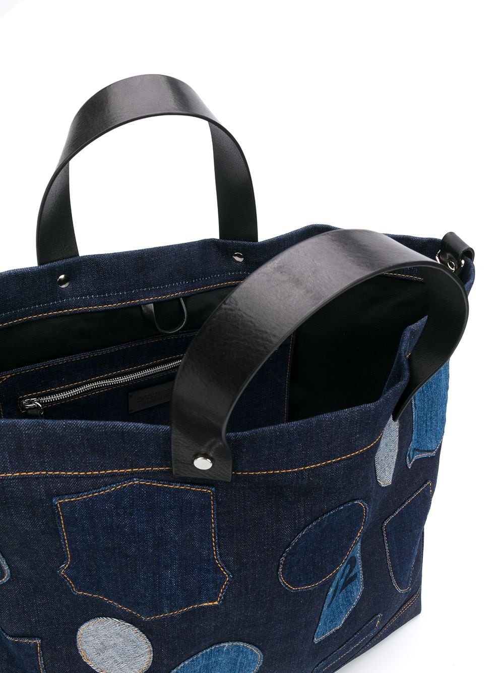 embroidered badge denim tote - 5