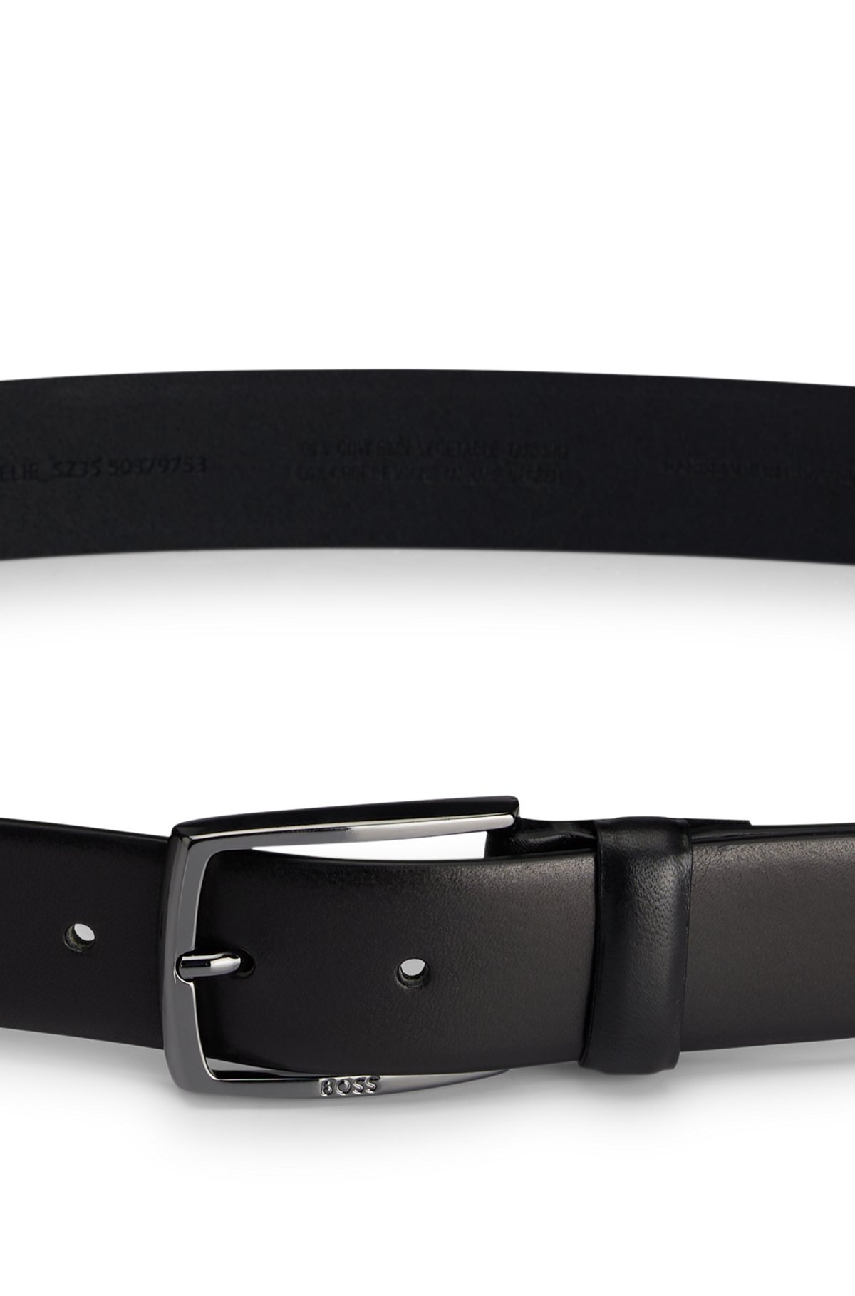 ITALIAN-LEATHER BELT WITH POLISHED GUNMETAL BUCKLE - 5