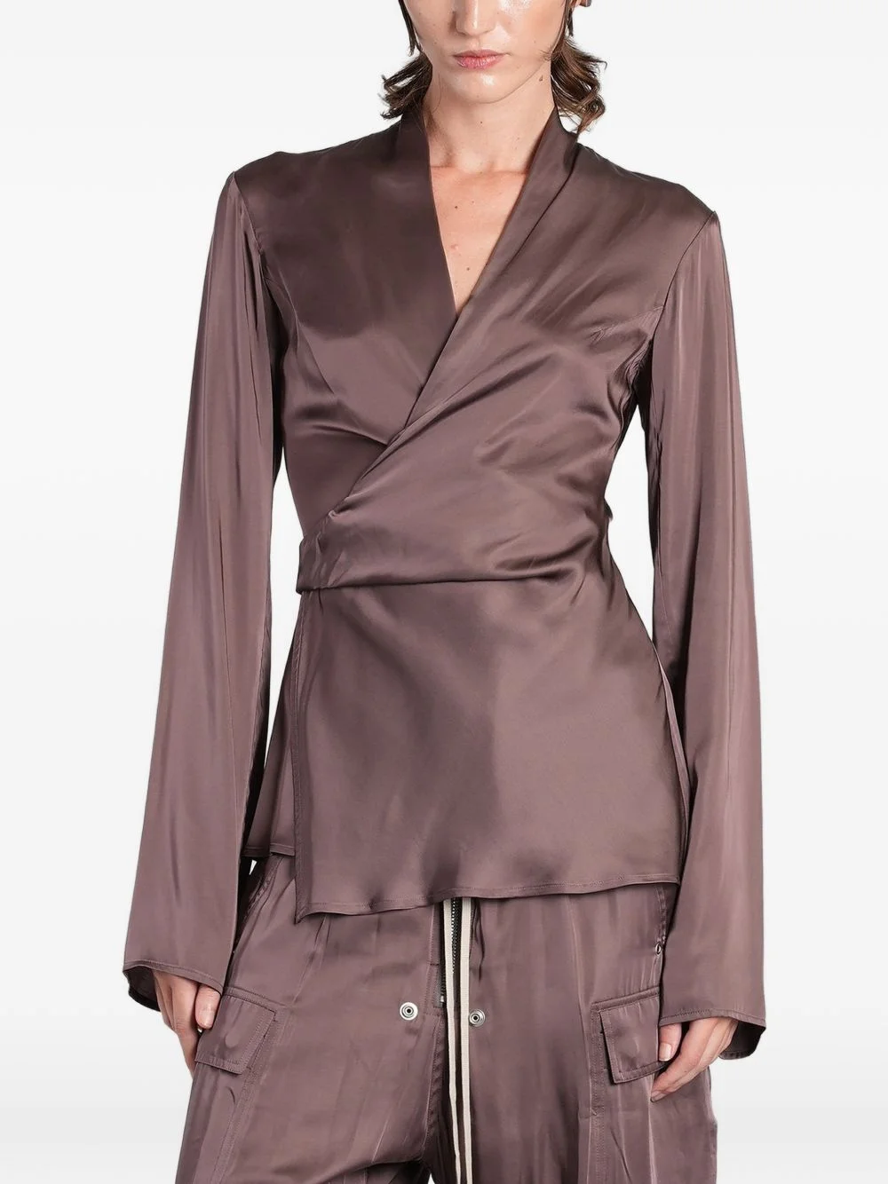wrap-style long-sleeve blouse - 1