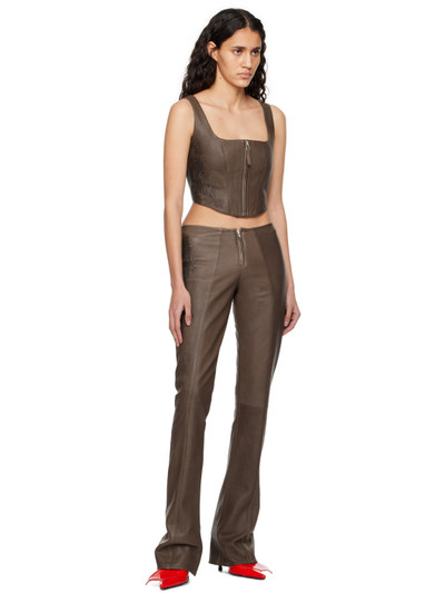Jean Paul Gaultier Brown 'The Tattoo' Leather Pants outlook