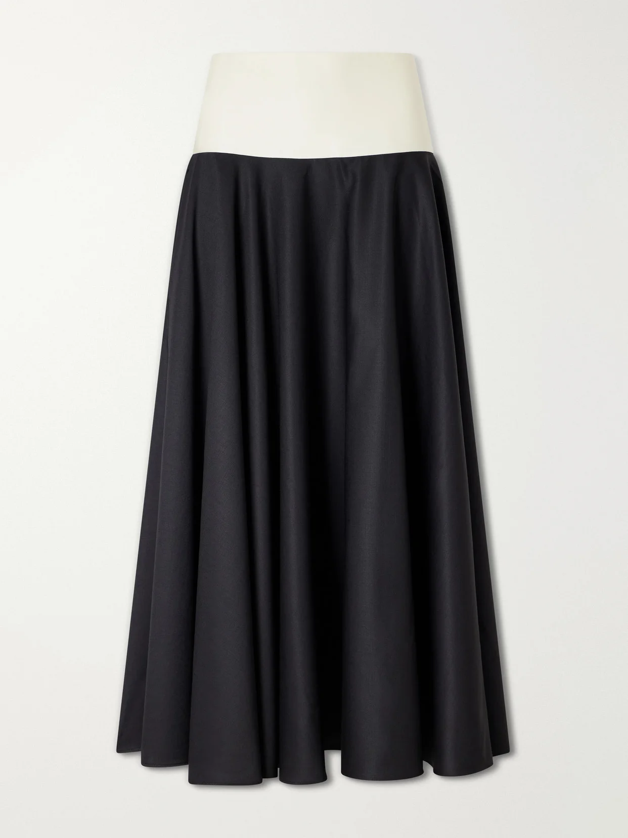 Pleated Cotton-poplin Midi Skirt - 1