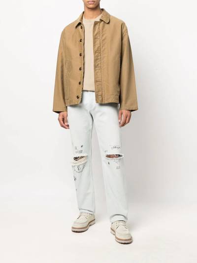 Golden Goose distressed-effect text-print straight-leg jeans outlook