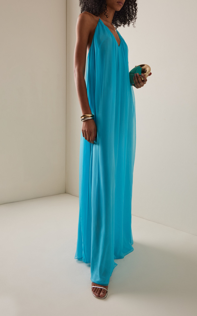 SEV Voile Maxi Halter Dress blue outlook