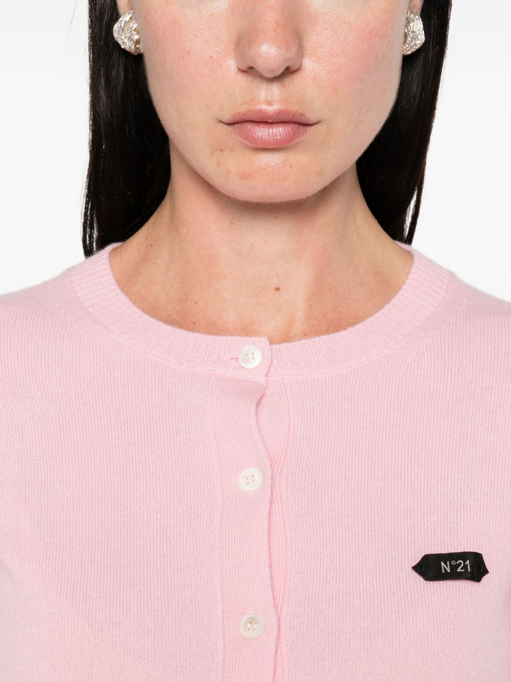 button-fastening logo-patch cardigan - 5
