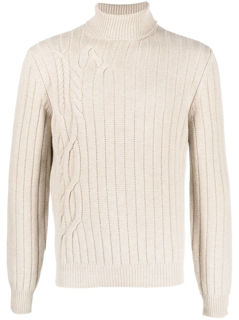 cable-knit roll-neck jumper 1