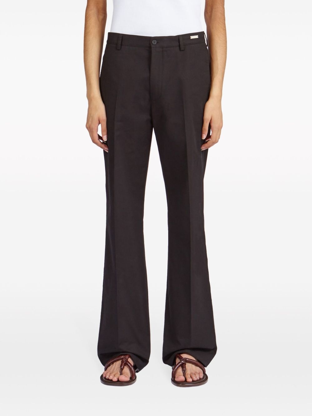 flared cotton chino trousers - 3