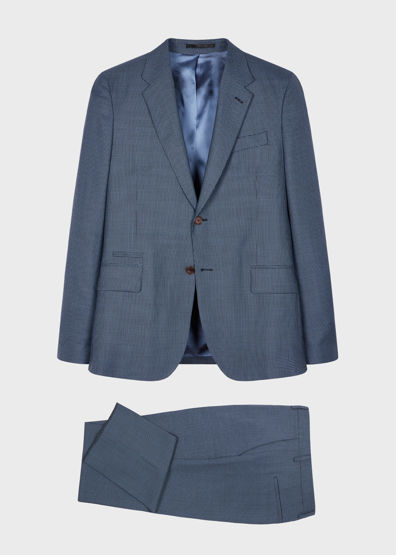 Blue Overdyed Micro-Houndstooth Wool Suit 1