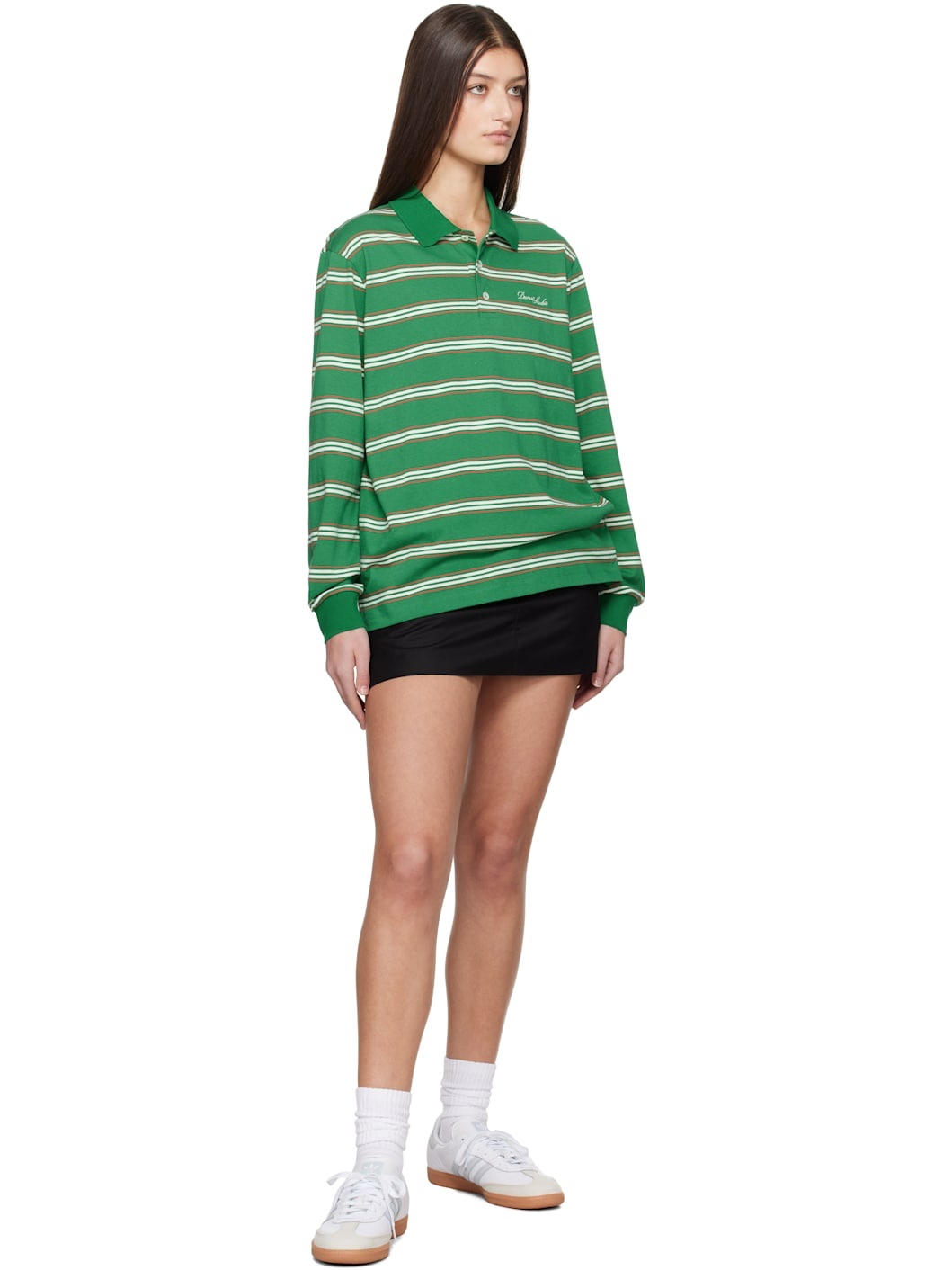 Dunst Green Multi Stripe Collared Polo | REVERSIBLE