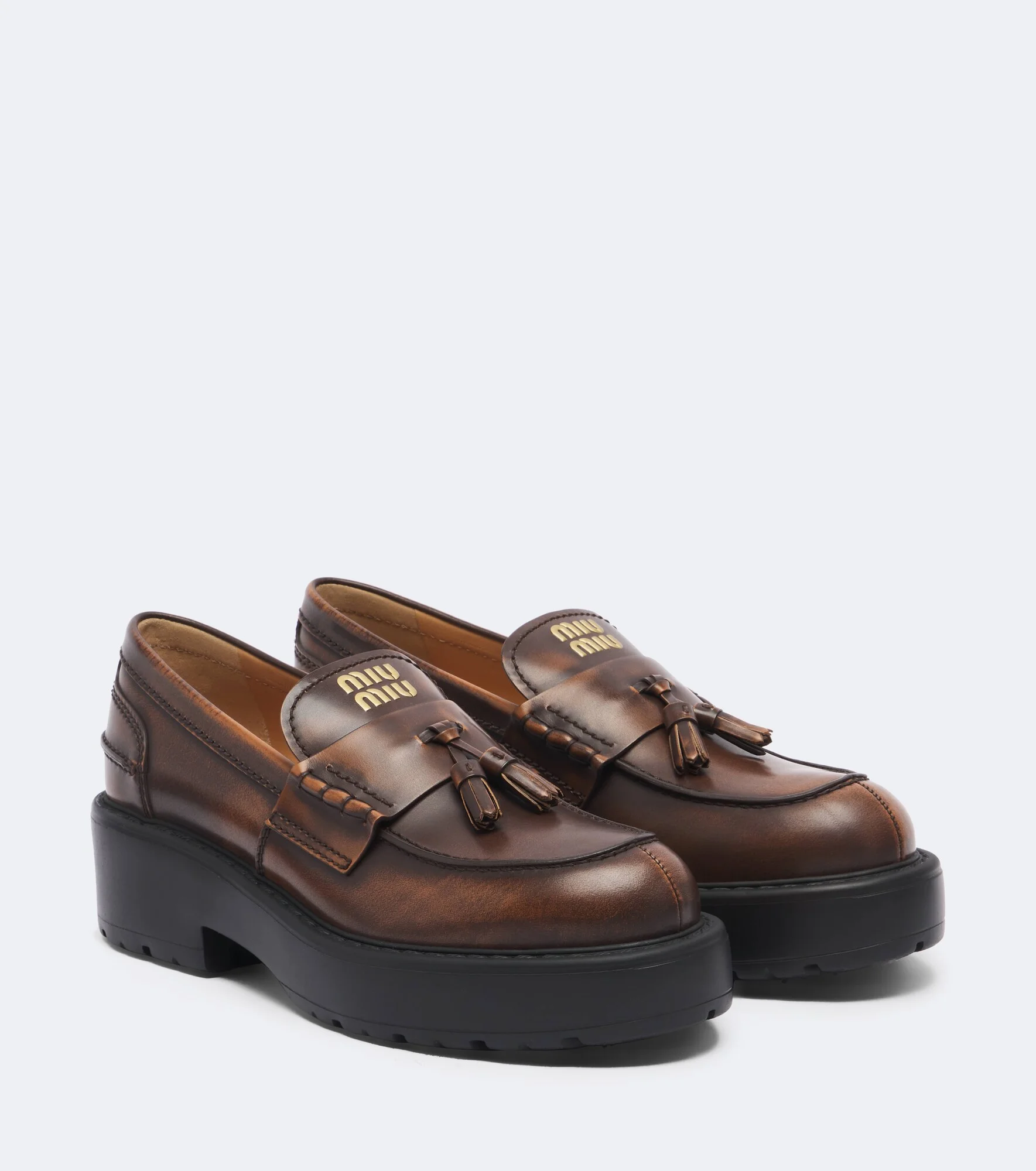 Leather platform loafers - 1