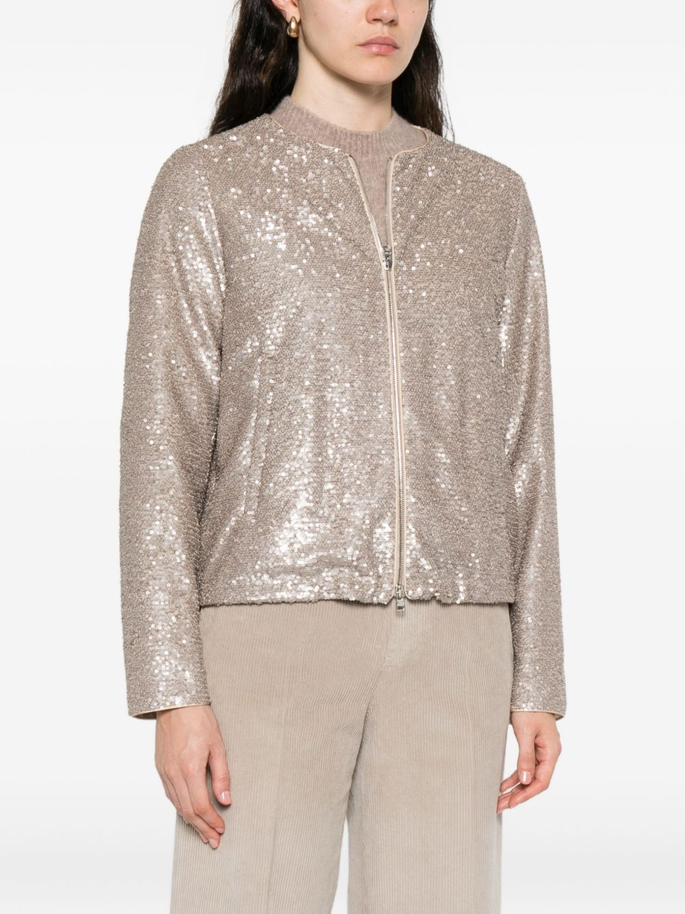 sequinned zip-up jacket - 3