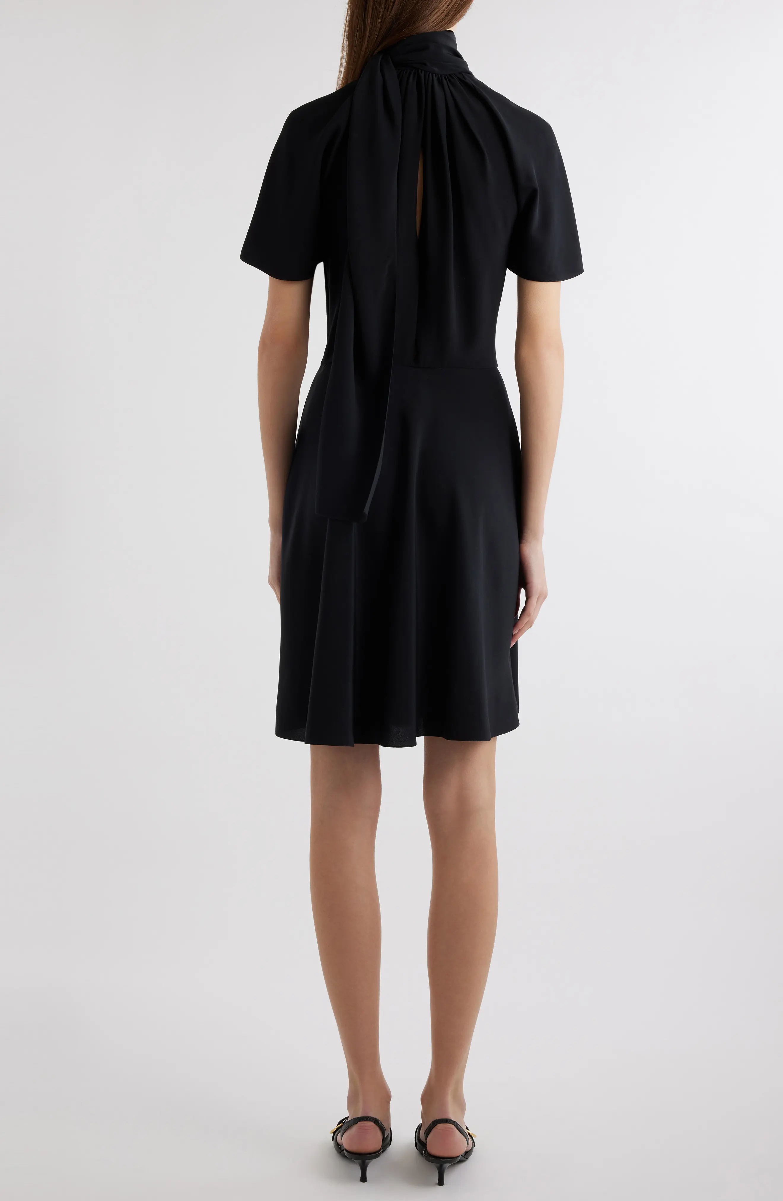 Knot Collar Silk Dress - 2