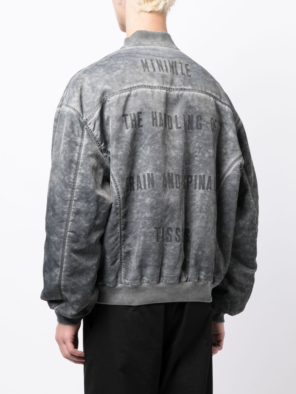 text-print brushed-finish bomber jacket - 4