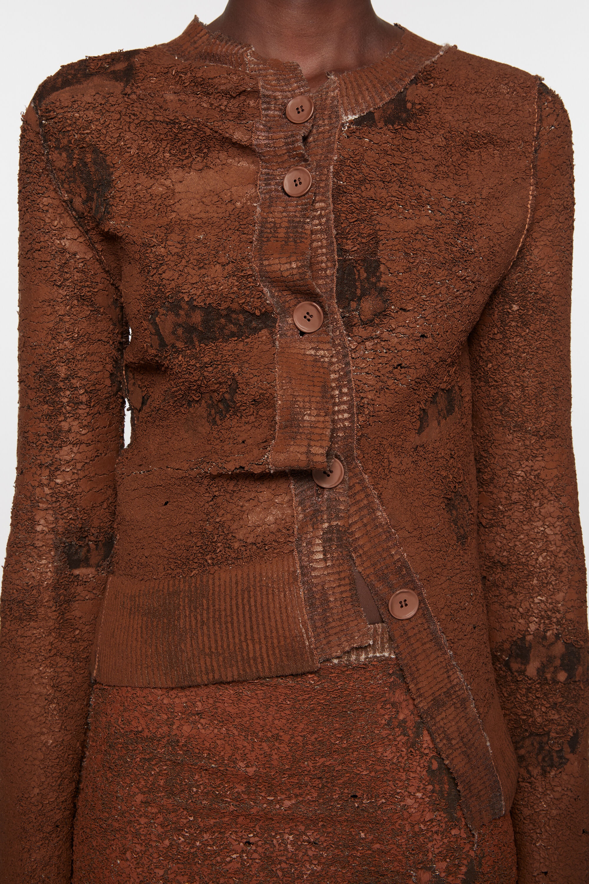 Cardigan asymmetric button-up - Rust brown - 4