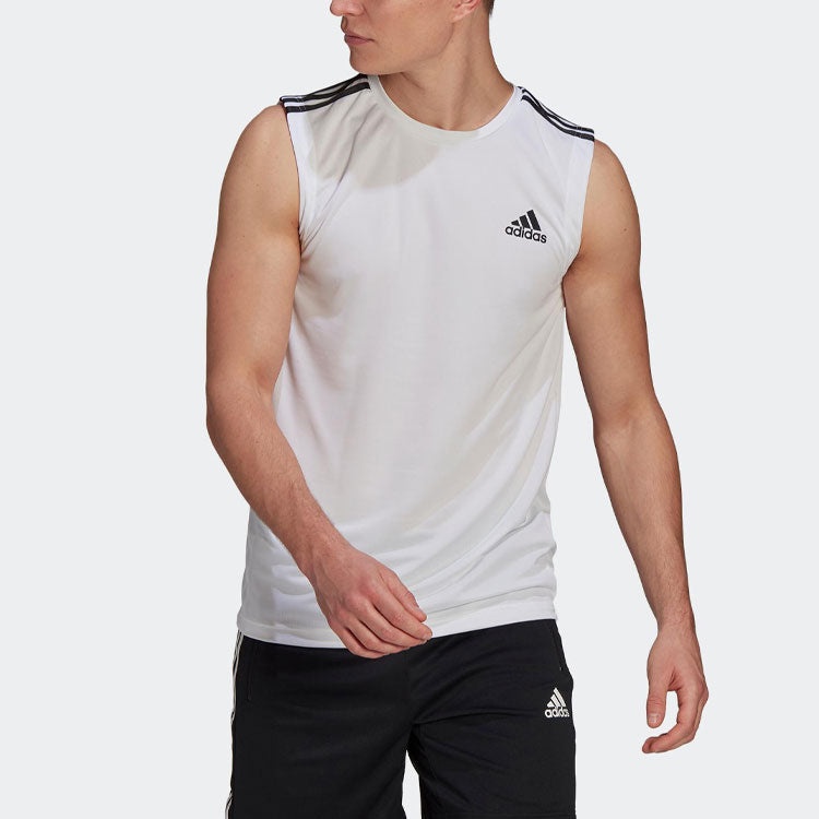 adidas M 3s Tk Logo Sports Training Breathable Vest White GM2158 - 2