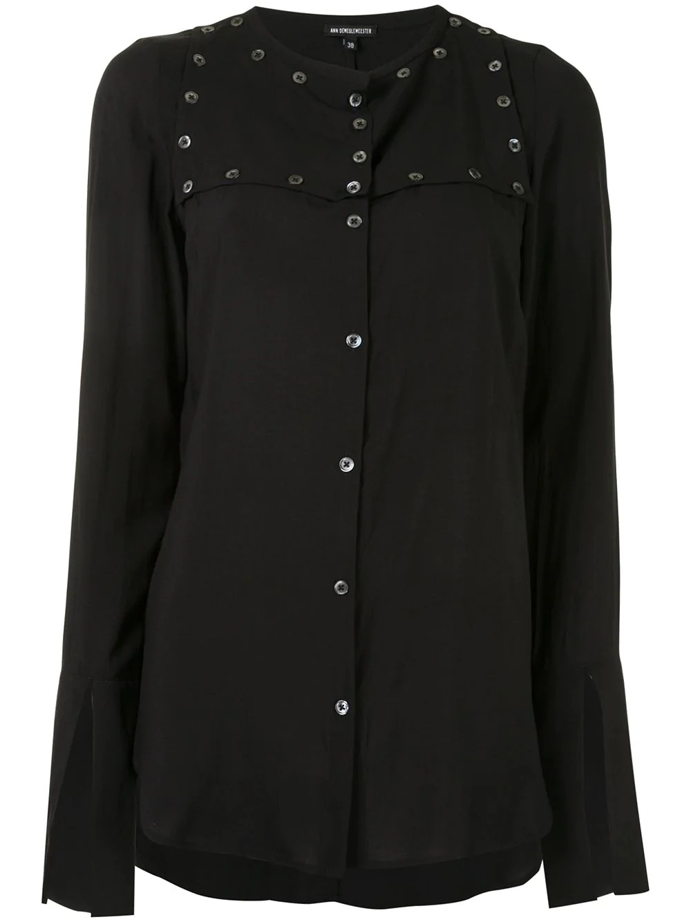 button-embellished crepe shirt - 1