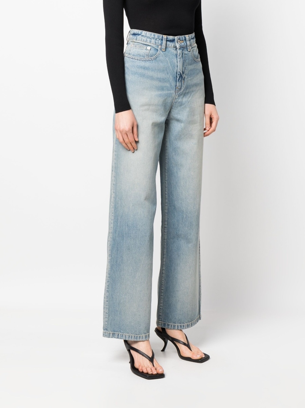 logo-patch wide-leg jeans - 3