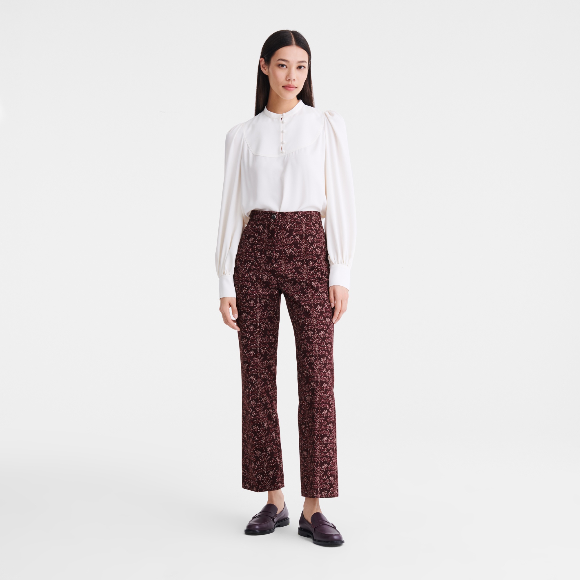 Trousers Eggplant - Printed gabardine - 2