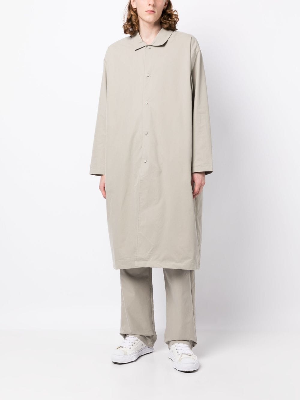 twill-weave single-breasted coat - 2