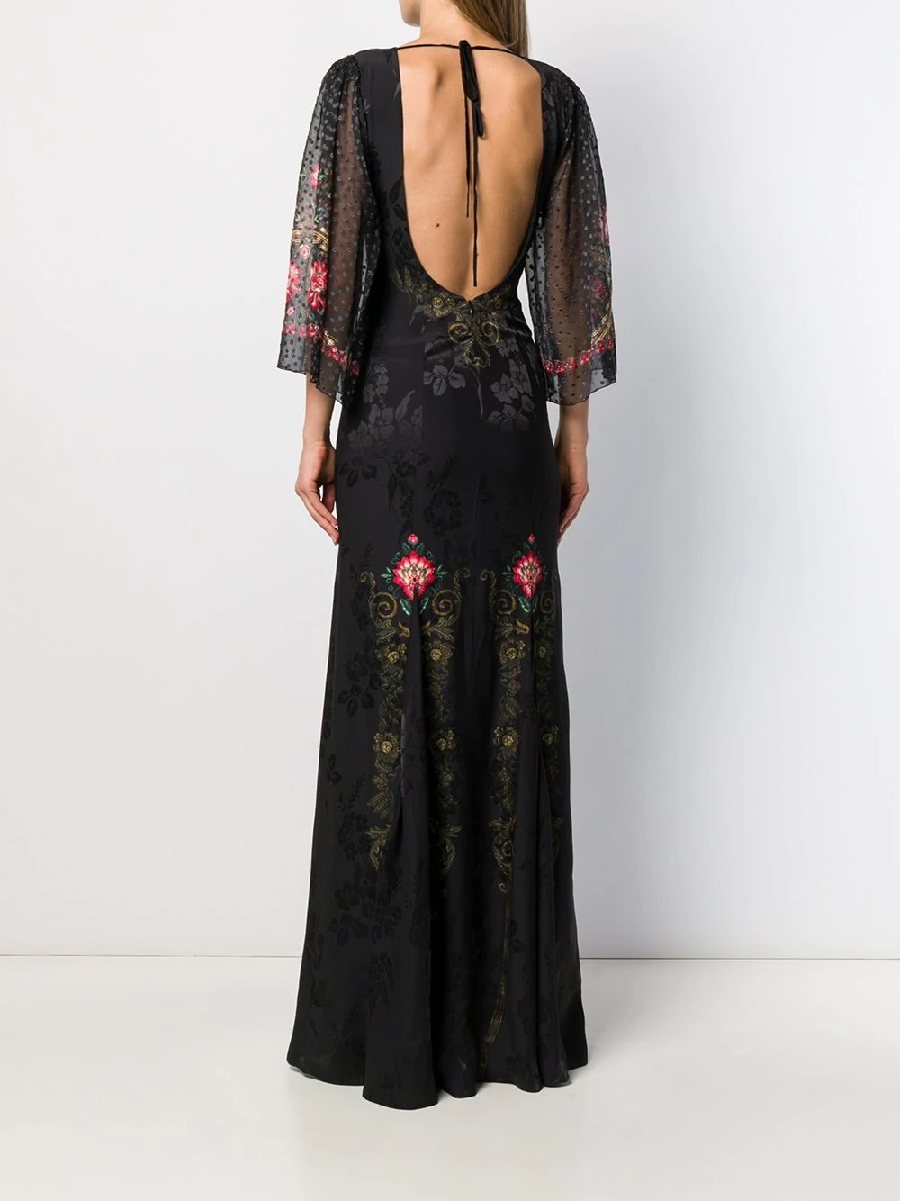 floral brocade long dress - 4