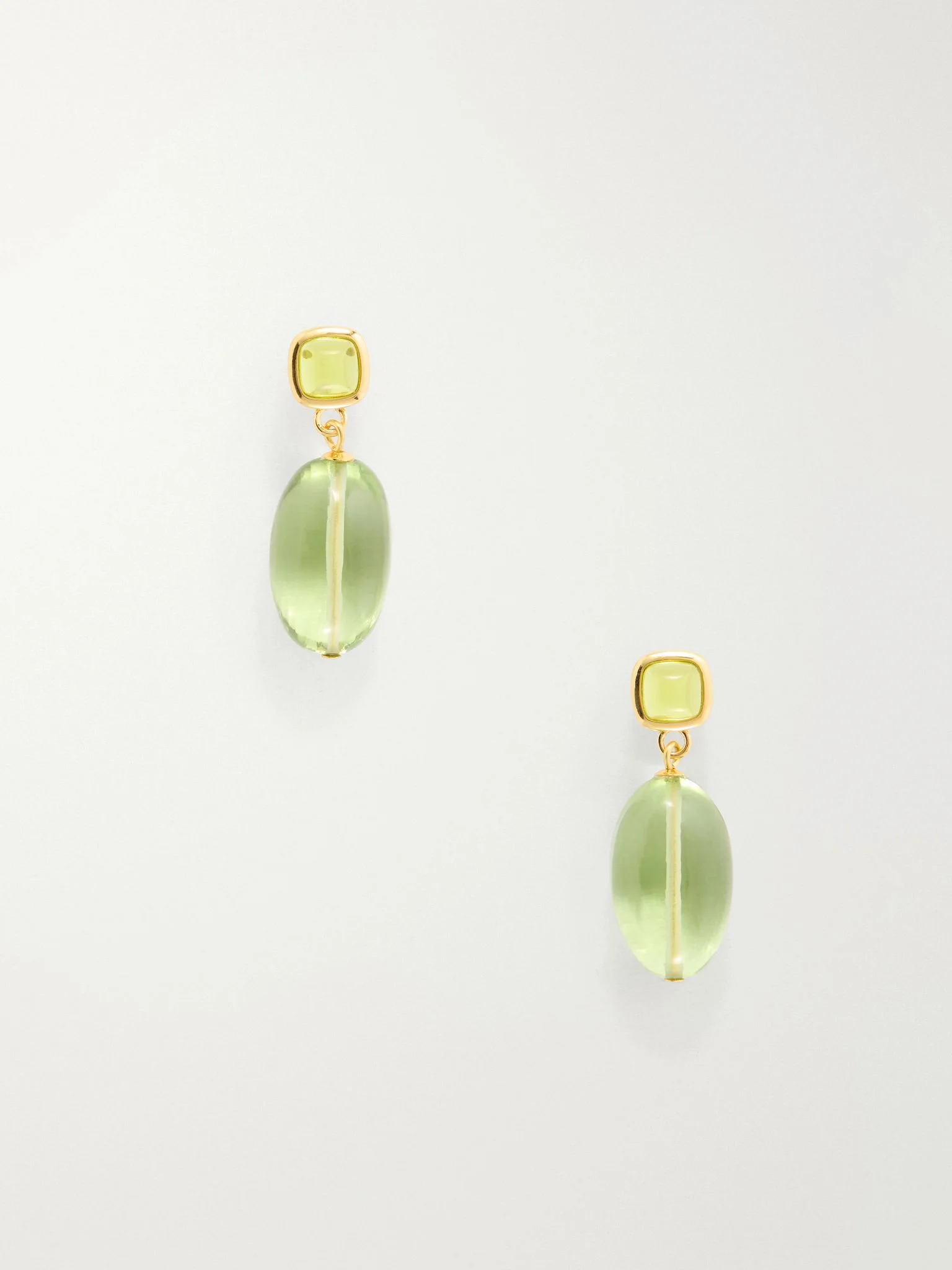 Verdant gold-plated glass and quartz earrings Green - 1