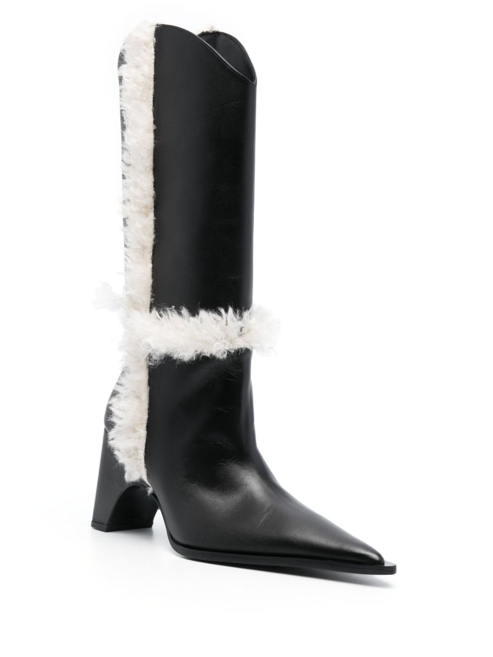 85mm shearling-detail leather boots - 2