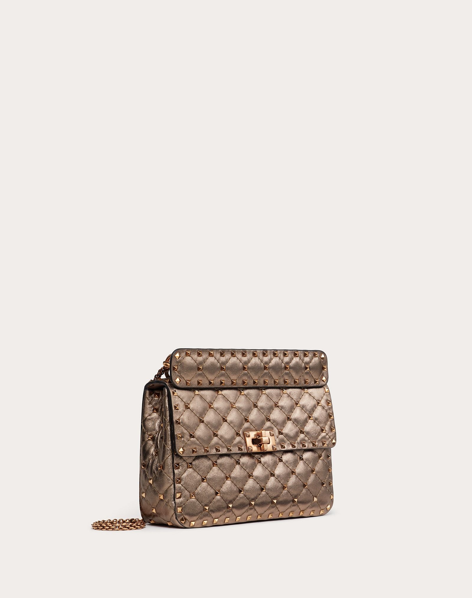 Medium Rockstud Spike Bag In Metallic Nappa Leather - 2