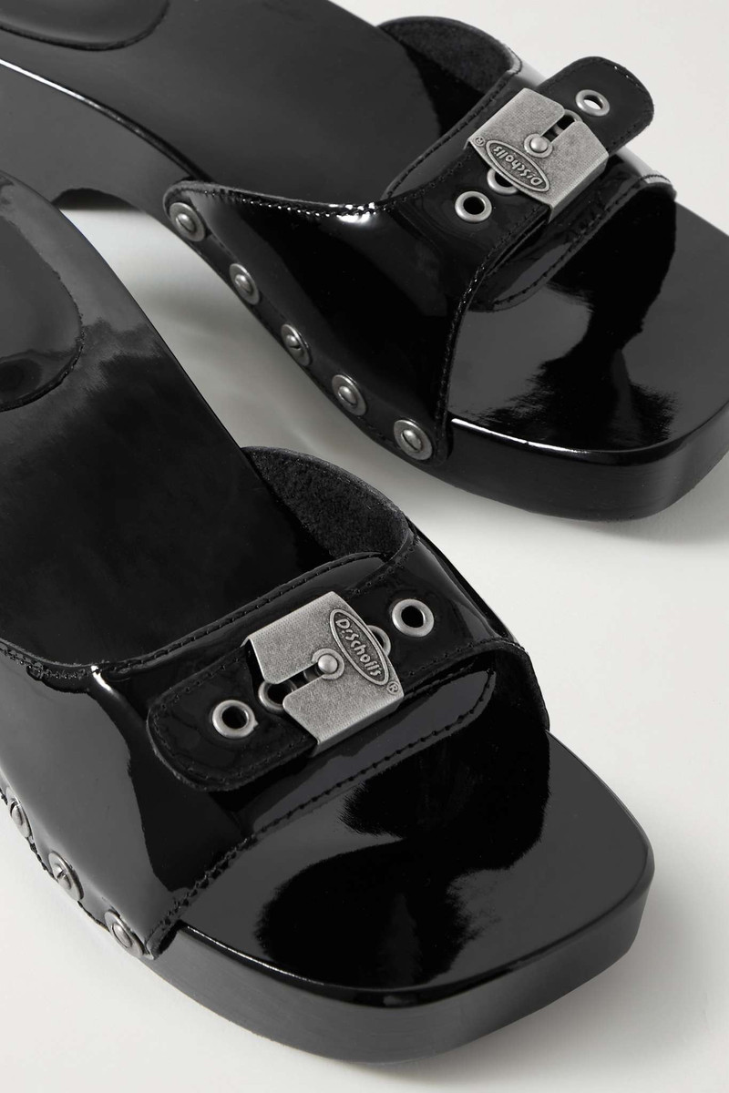 + Scholl buckled patent-leather clogs 4