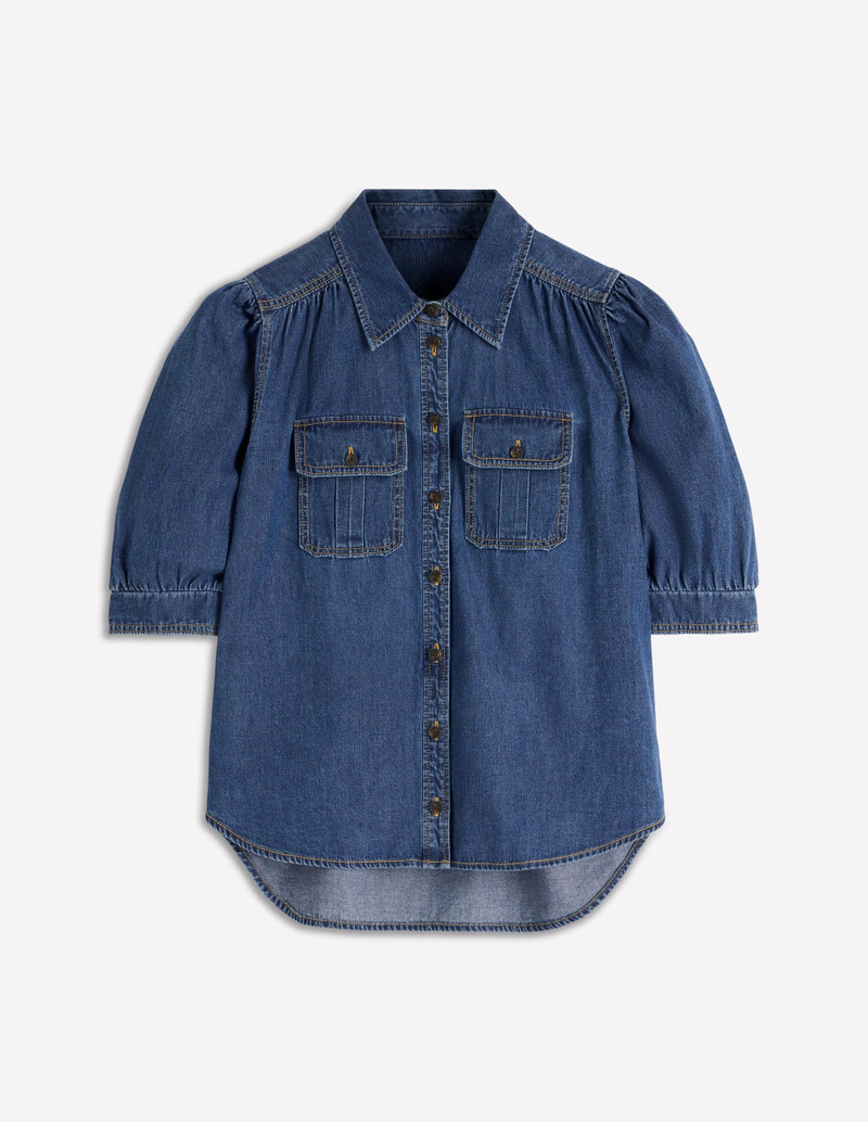 Short Sleeve Denim Top-Light Vintage 1