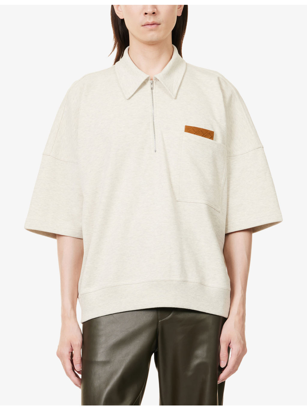 Melange Intrecciato Cotton Polo Sweatshirt - 3