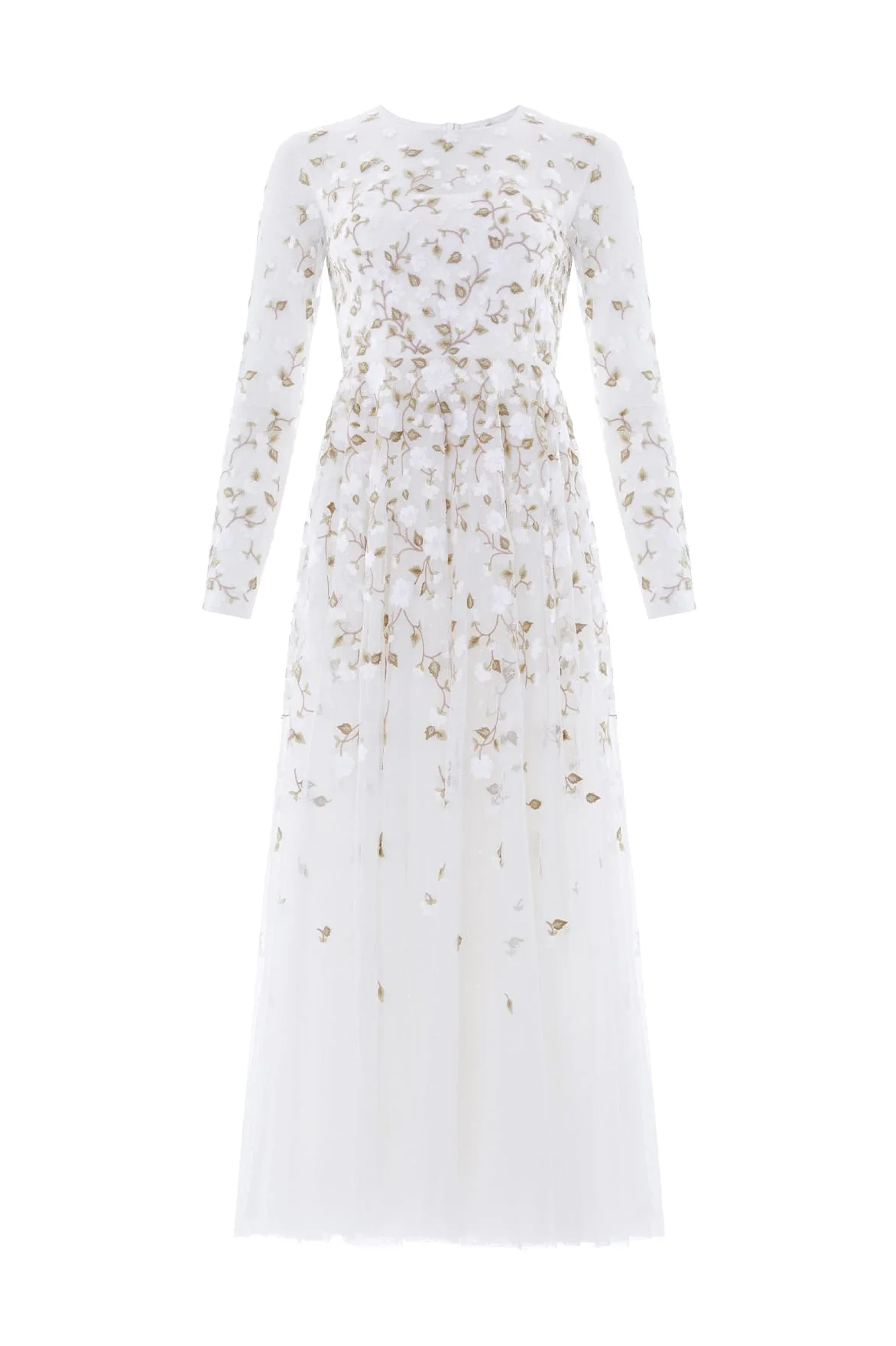 Trailing Roses Long Sleeve Ankle Gown - 1