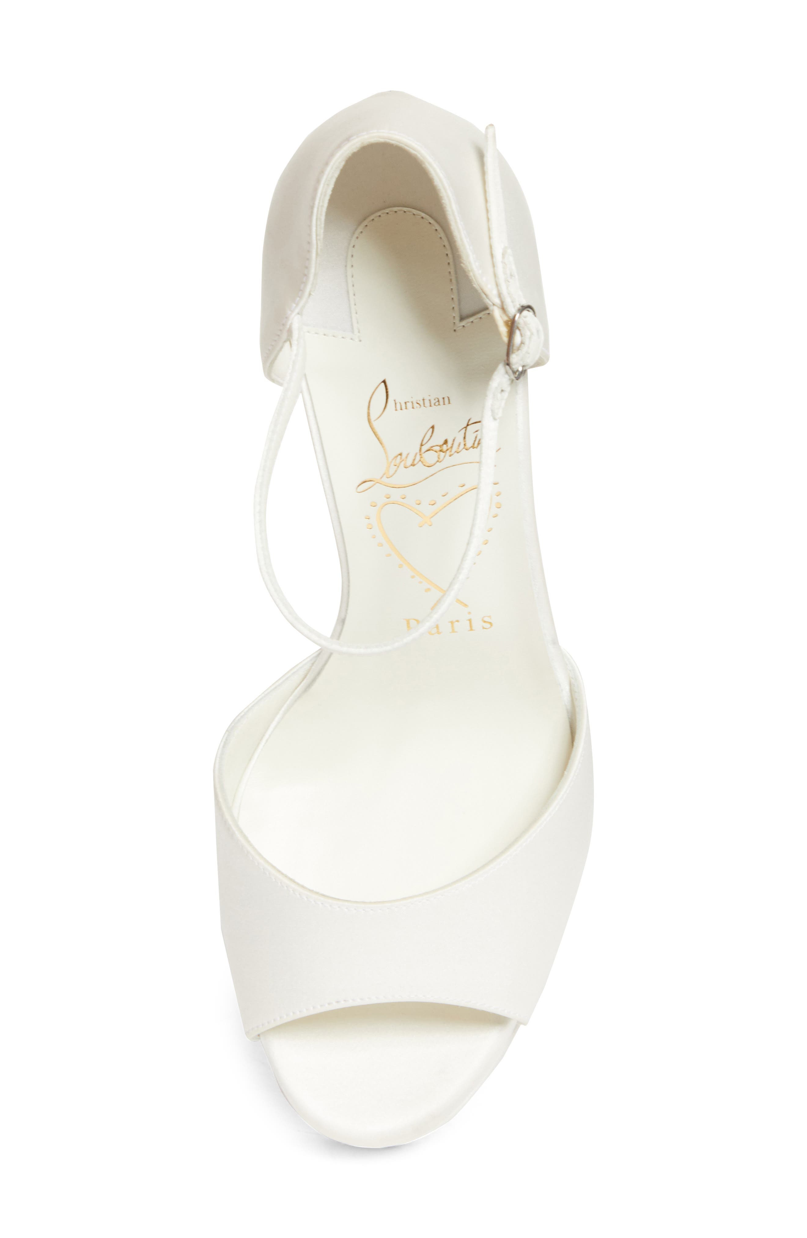 Christian Louboutin Sandaloo Silk Satin Platform Sandal in W446 Ivory/lin Snow at Nordstrom - 5