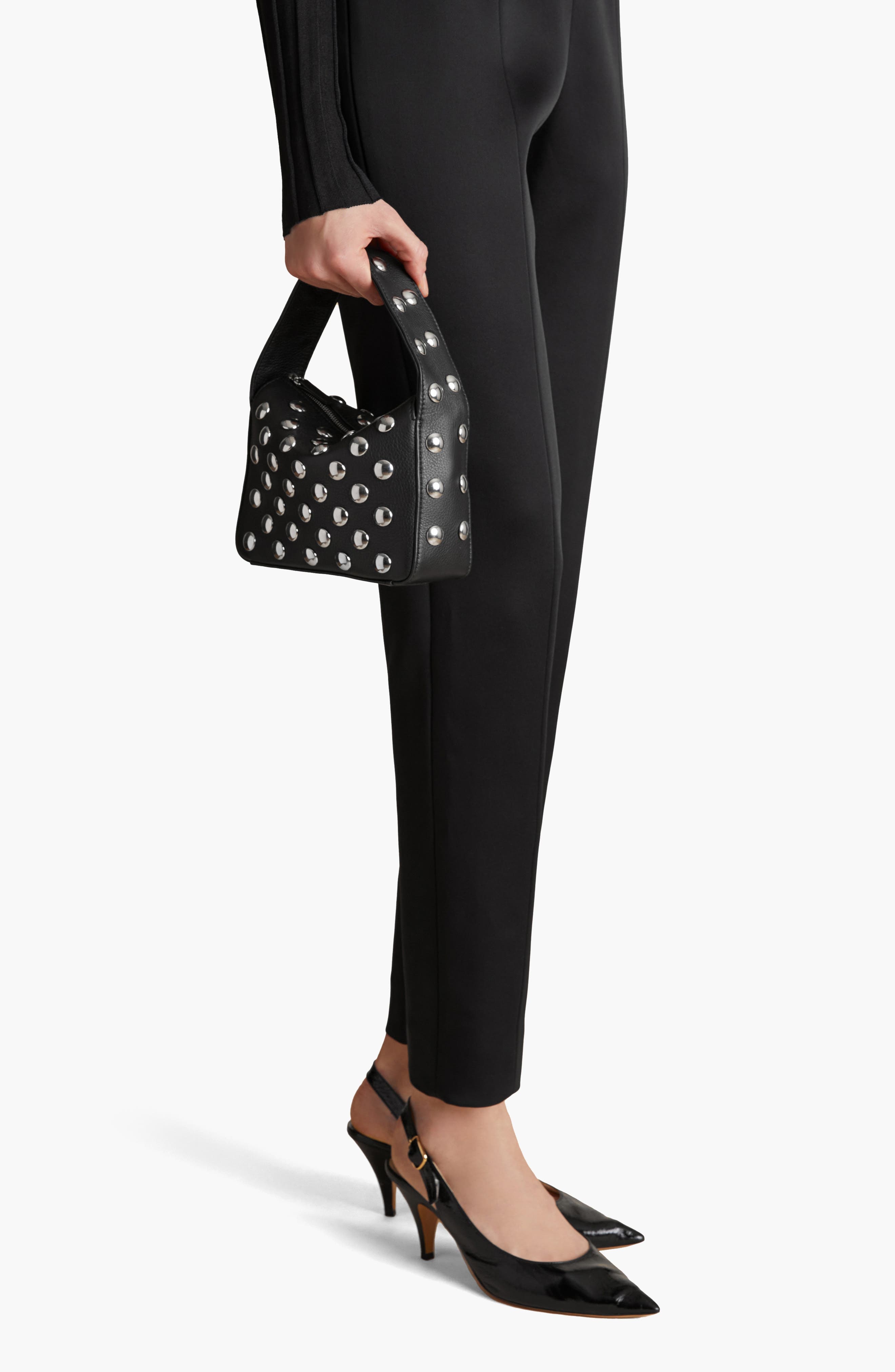 Khaite Small Elena Stud Leather Shoulder Bag in Black 200 at Nordstrom - 2