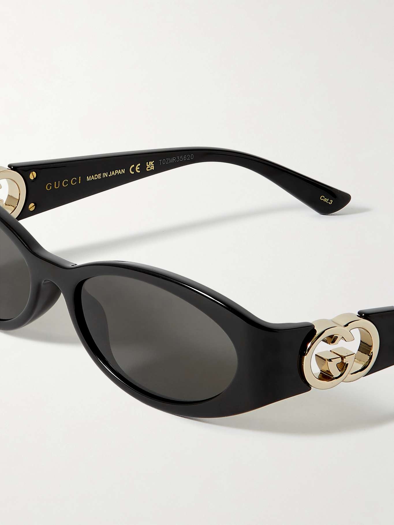GUCCI Oval-frame acetate and gold-tone sunglasses