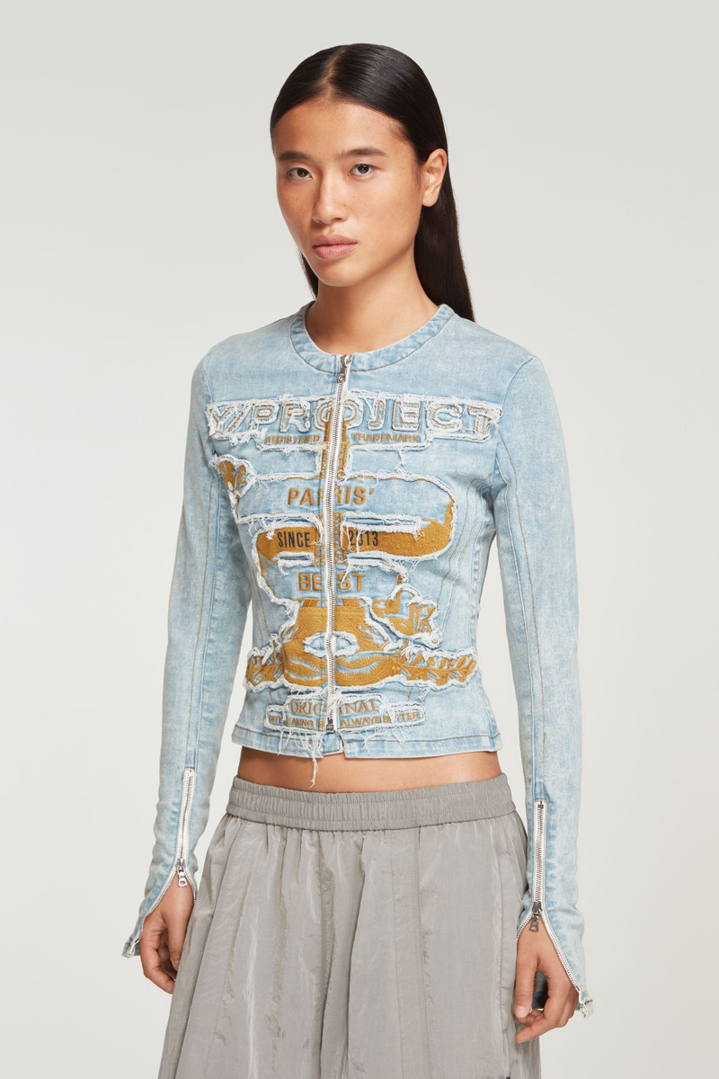 Fitted Paris' Best Zip Denim Jacket 3