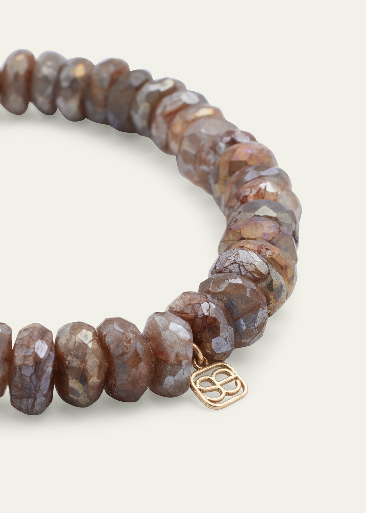 Pavé Feather Charm Labradorite Beaded Bracelet - 4