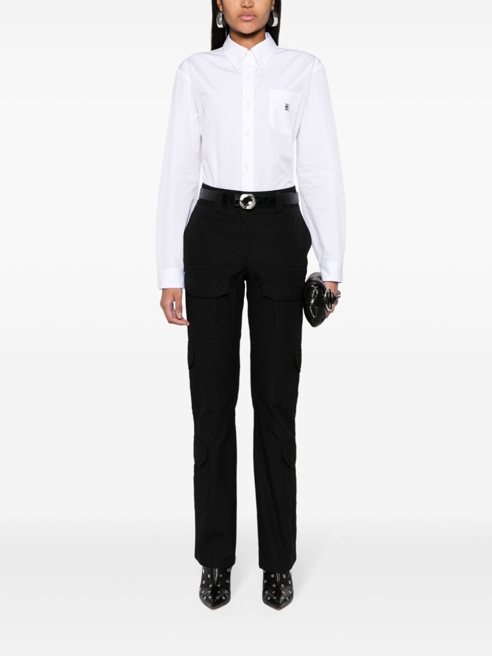 fine-check-pattern cargo trousers - 2