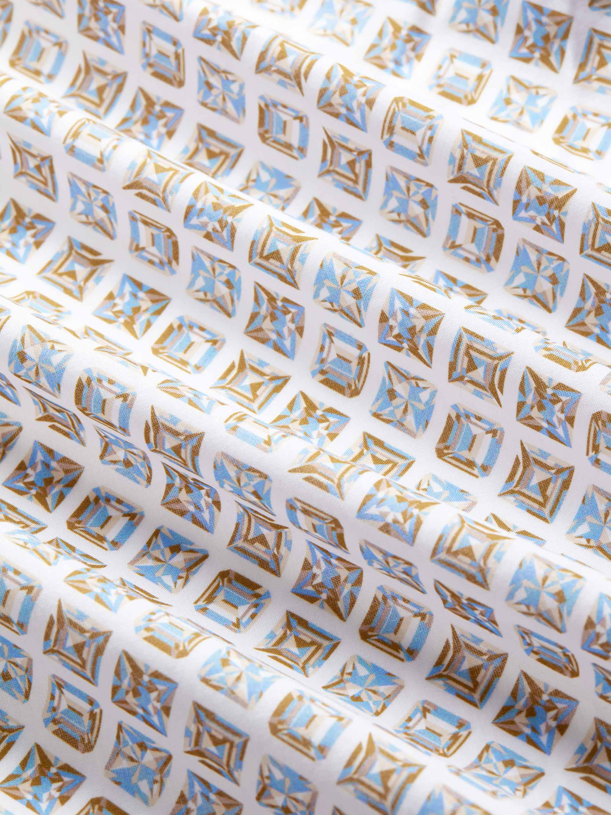 Women's Pajamas Cotton Batiste Neutral White Diamond Print - 7