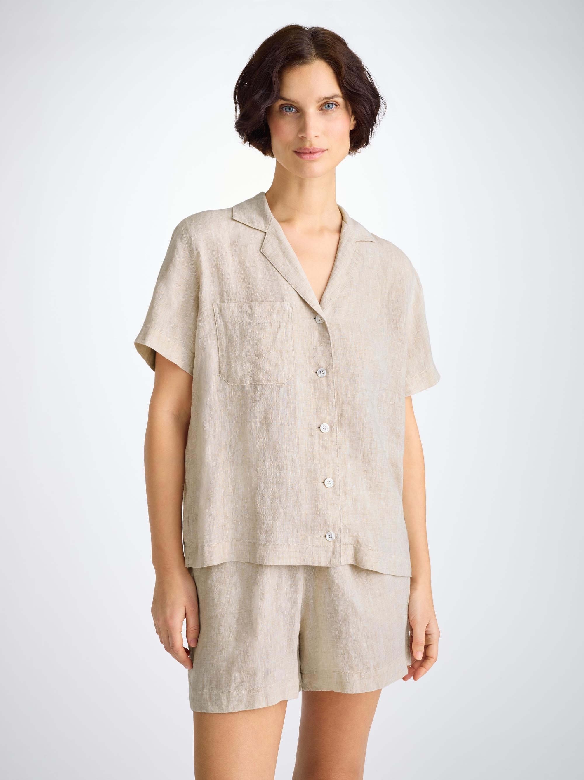 Women's Short Pajamas Sicily Linen Sand - 2