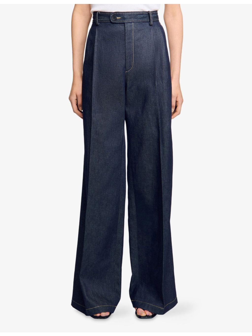 Wide-Leg High-Rise Denim Suit Trousers - 3