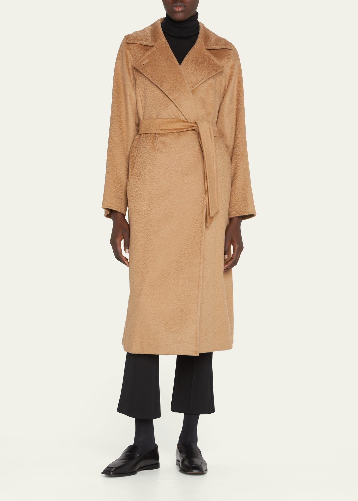 Manuela Belted Camel Hair Coat, Camel - 2