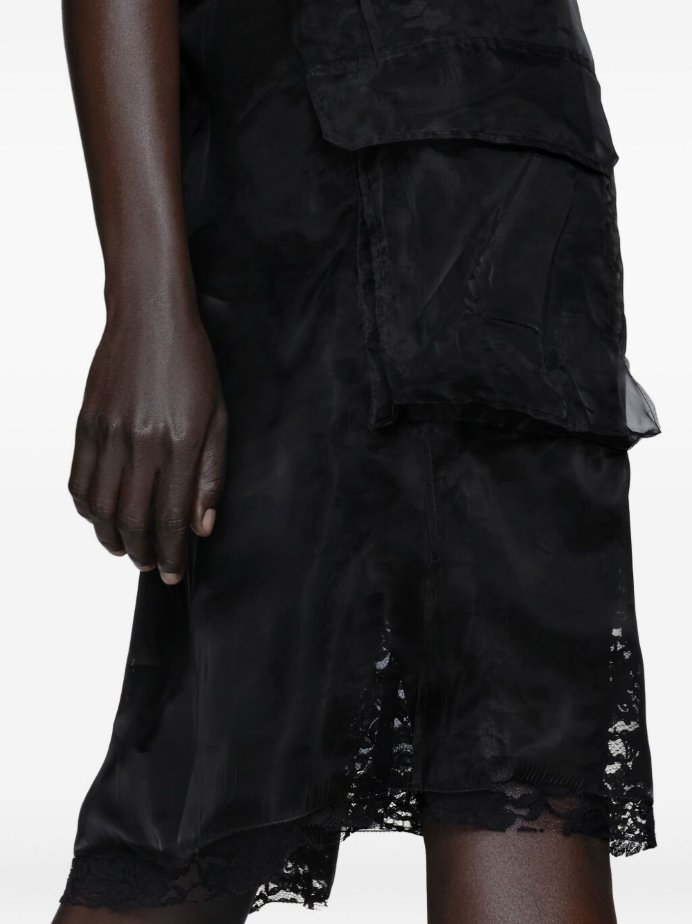 lace-trimmed pocket mini dress - 4