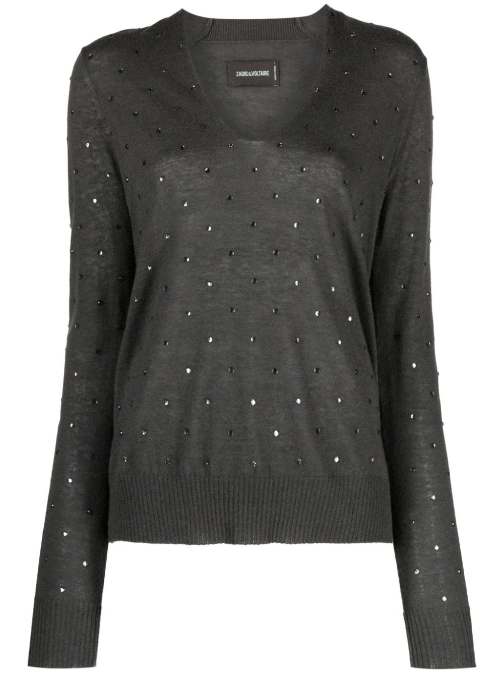 Zadig & Voltaire Elya rhinestone-embellished cashmere jumper | REVERSIBLE