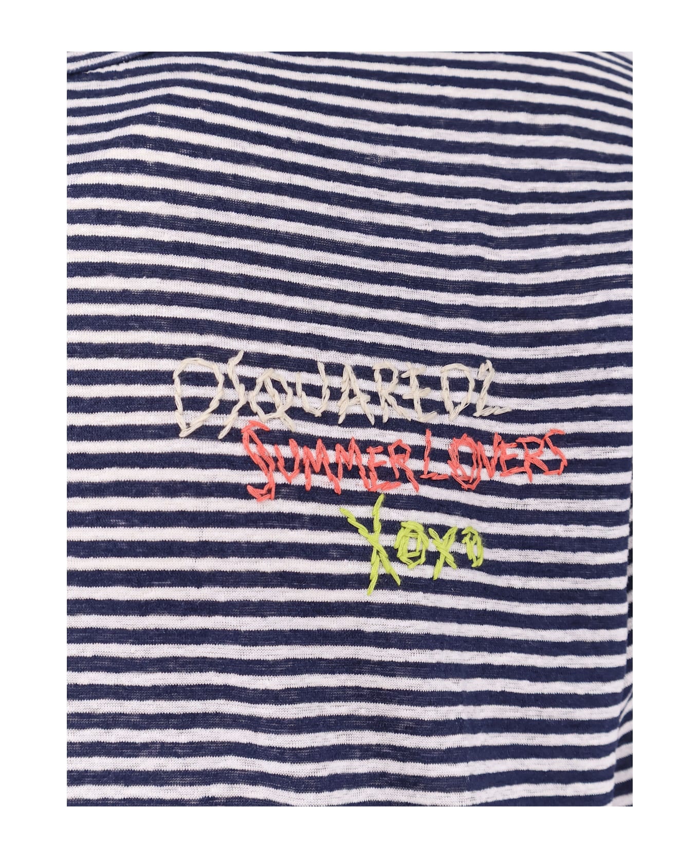 Tシャツ・カットソー DSQUARED2 Dsquared2 Summer Lovers striped linen t-shirt Dsquared2 Summer Lovers Striped Linen T-shirt In Blue | ModeSens