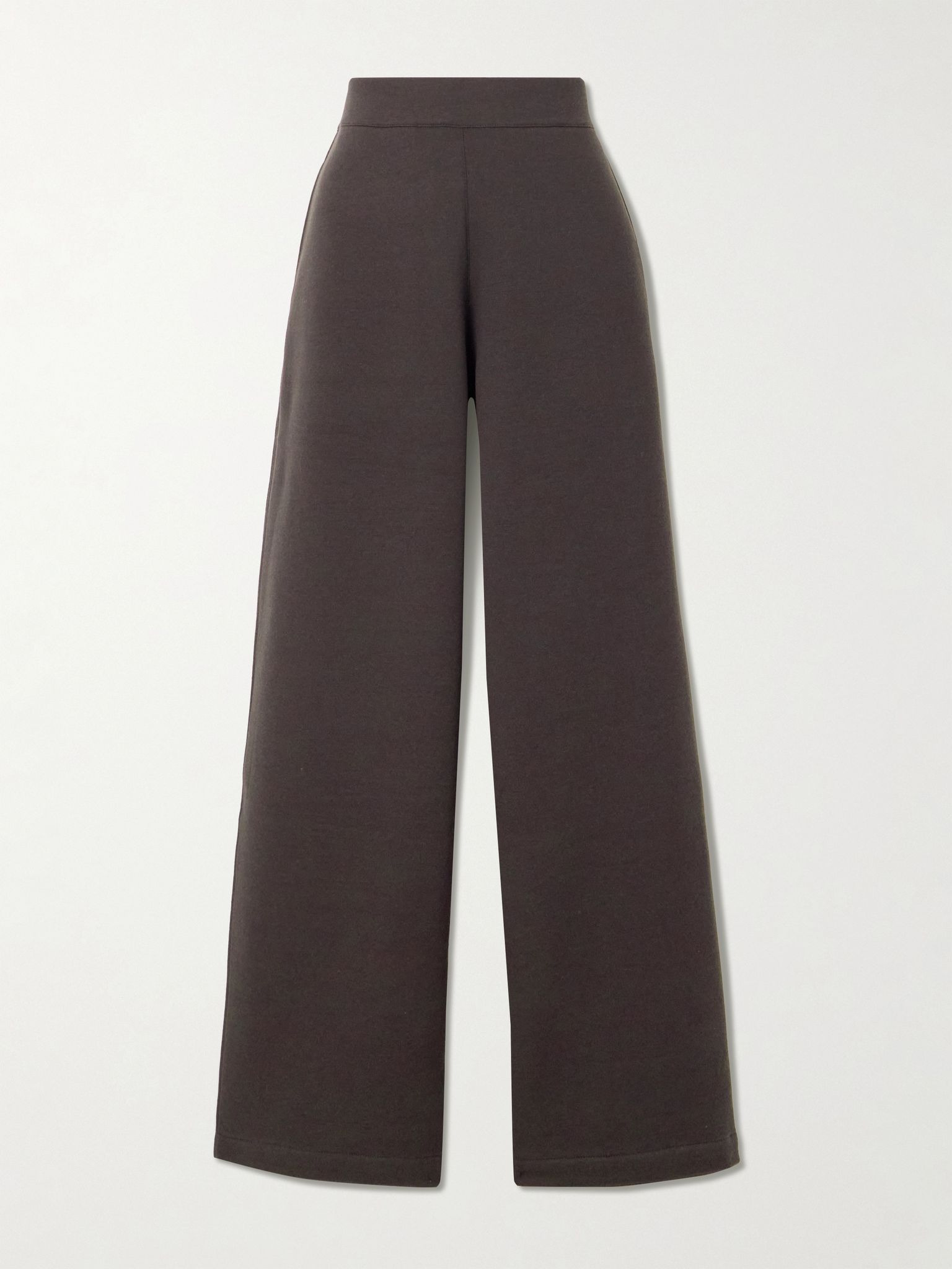 Wool and cotton-blend wide-leg pants Dark brown - 1