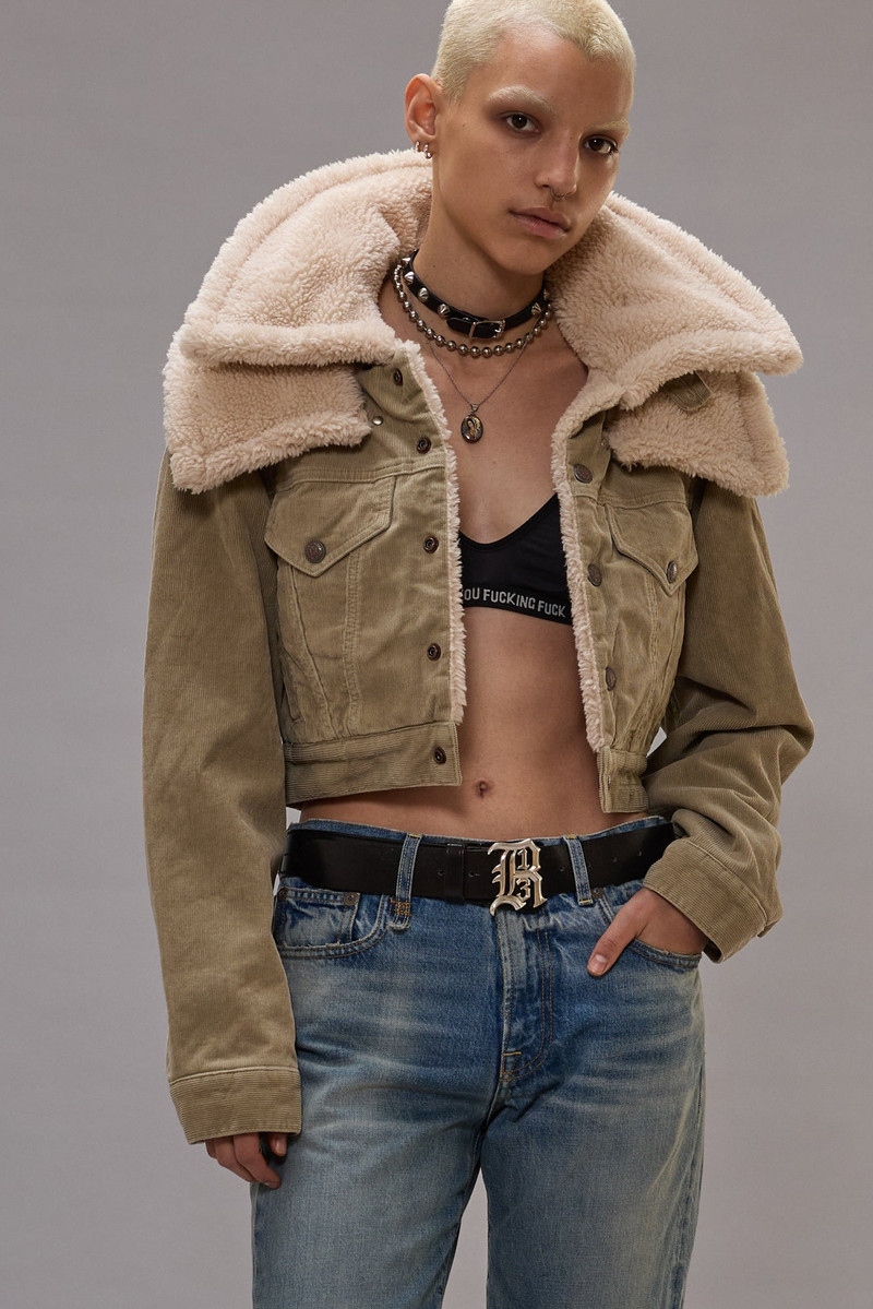 R13 DOUBLE COLLAR SHERPA TRUCKER JACKET outlook