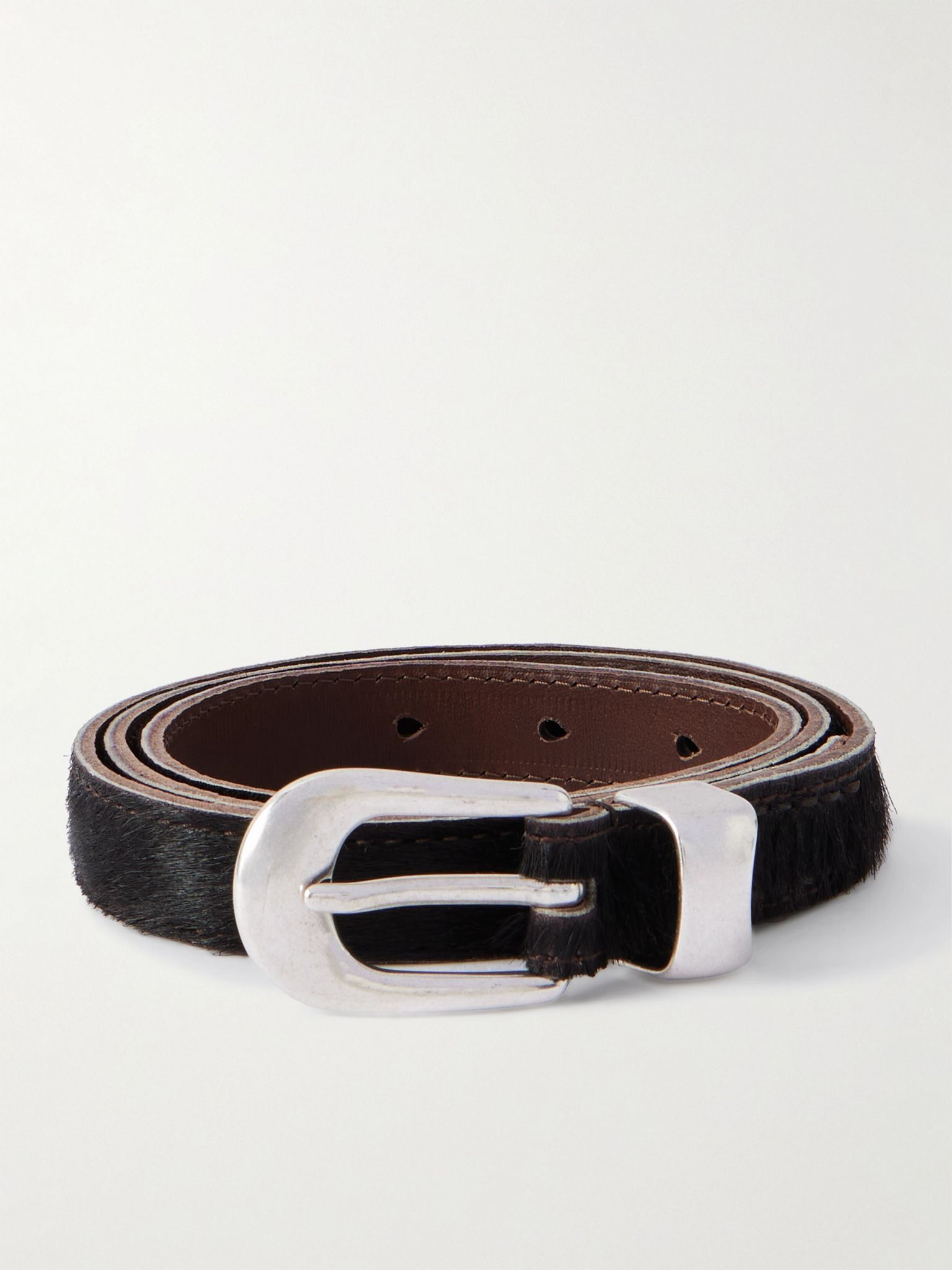 2cm Calf Hair Belt Dark brown - 1
