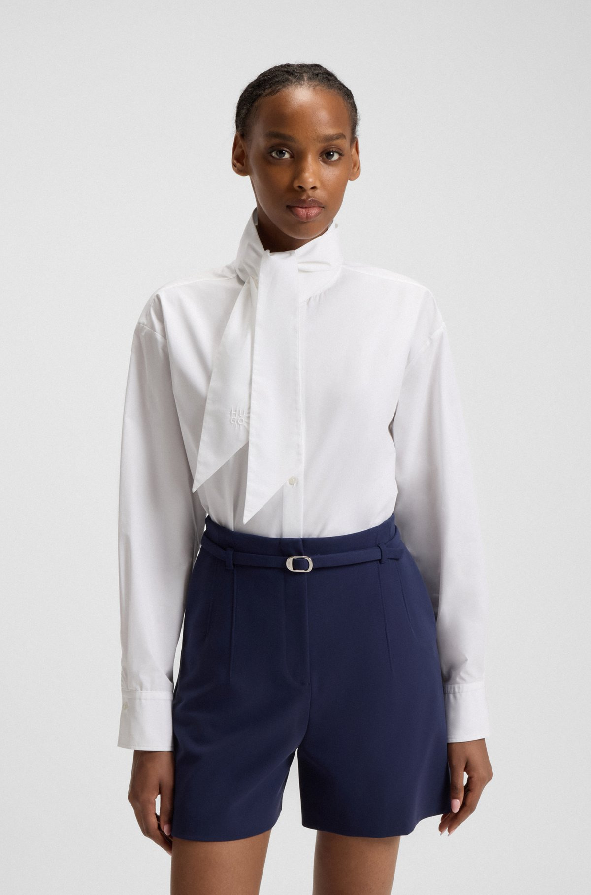 REGULAR-FIT BLOUSE WITH BOW-TIE COLLAR - 2